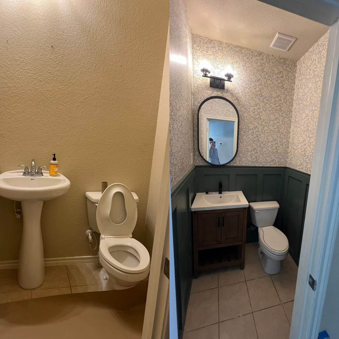 Powder Room Refresh — before and after