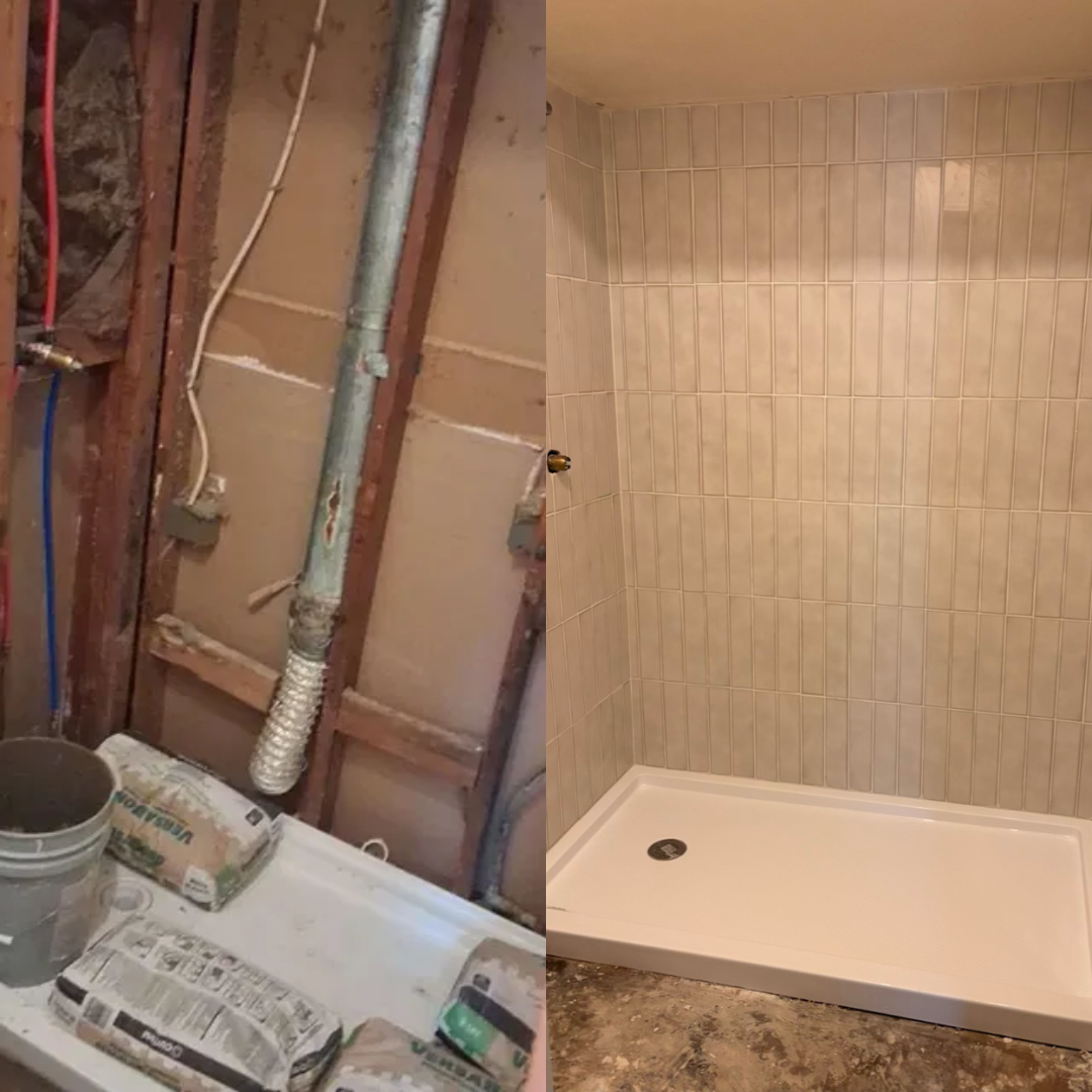 Shower Rebuild — before and after